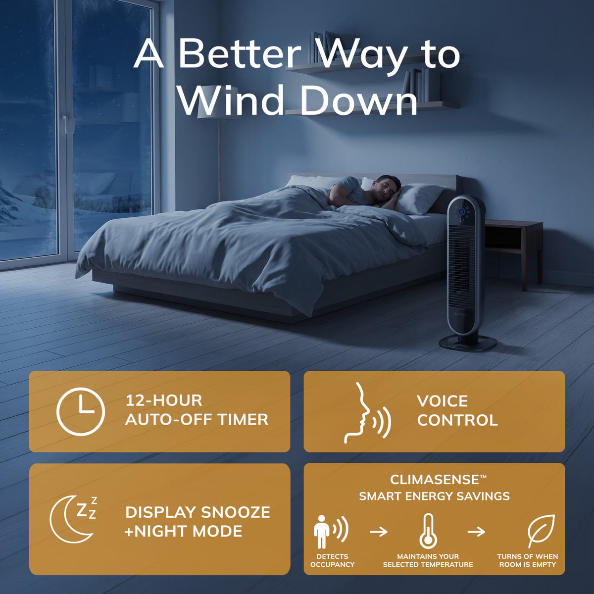 22" Smart Tower Heater Powered by Aria, Wifi, Works with Alexa, Google, Black, AR122